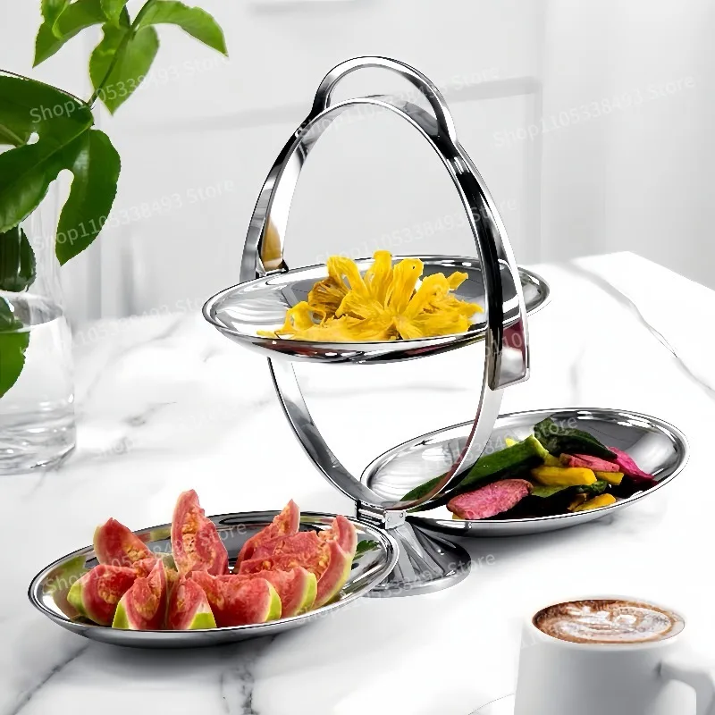 Folding Fruit Plate Cake Stand Nordic Fruit Plate Hotel Dessert Rack Afternoon Tea Pastry Heart Plate