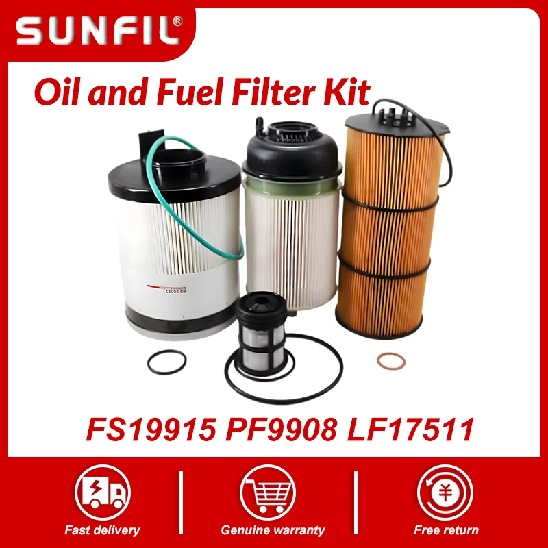 Fuel Water Separator FS19915 PF9908 LF17511 Oil and Fuel Filter Kit for Detroit Diesel Freightliner Cascadia Western Star Merced