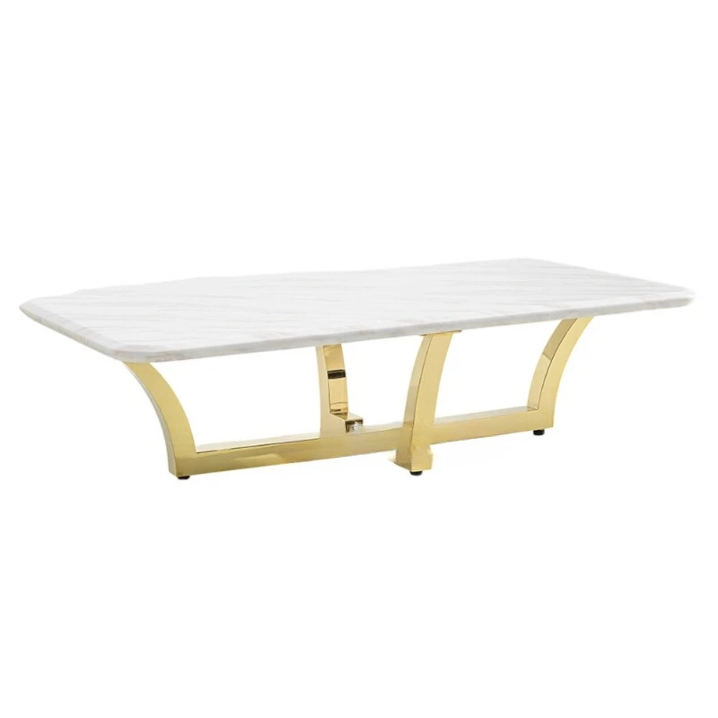 

Light luxury living room marble coffee table modern simple home high-end large flat stainless steel rectangular tea table