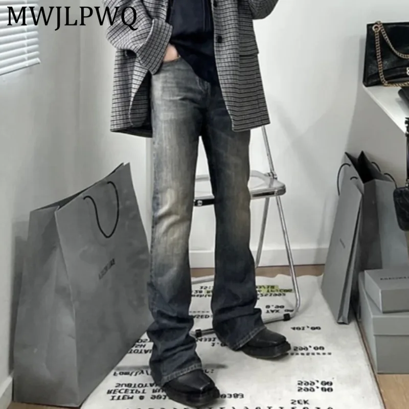 

MWJLPWQ 2026 Новые американские модные винтажные мужские джинсы с эффектом потертости, широкие, в стиле High Street, весна-осень 13933