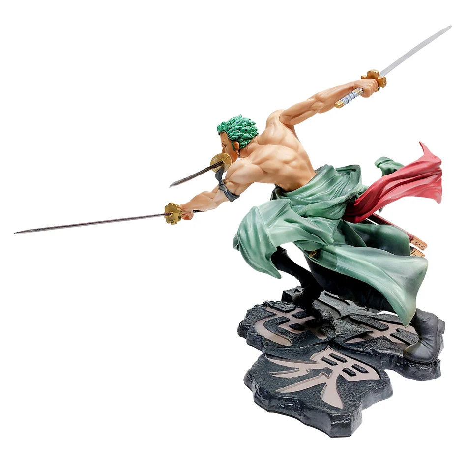 One Piece Figure Action Figure 21cm Three-Knife Fighting Skill Roronoa Zoro Anime Model Decorations PVC Toy Gift Desk Ornament