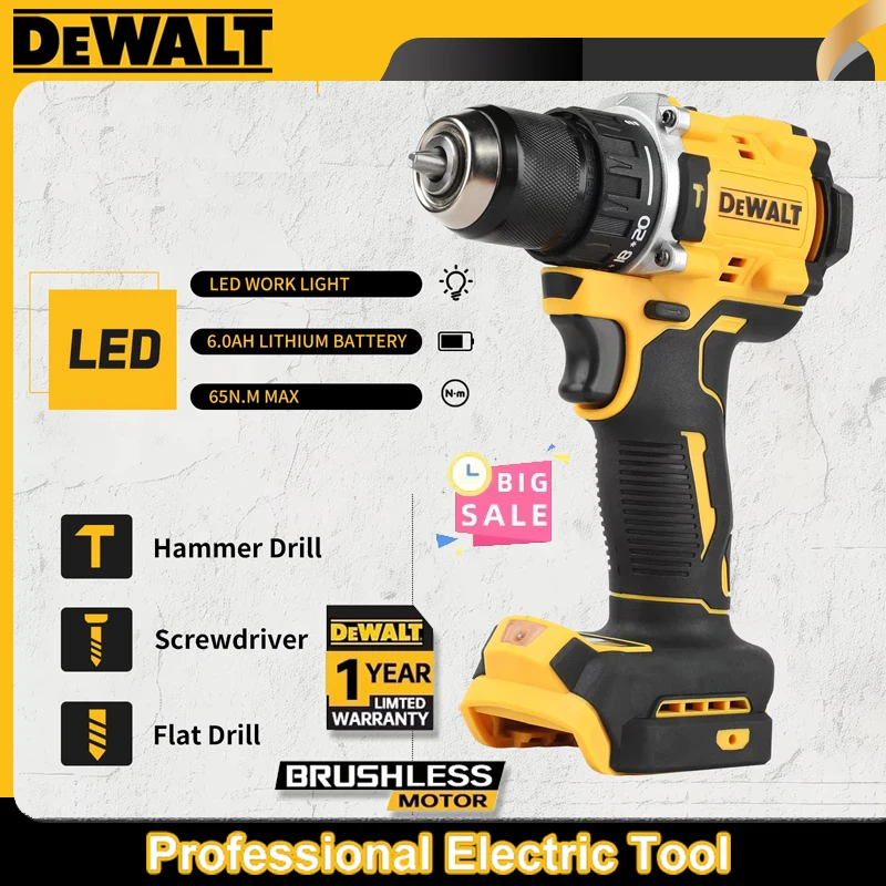 DEWALT DCD805 18-20V MAX Brushless Cordless Impact Drill 90Nm 2-Speed Chuck Tool Only for Pros & DIYers Rechargeable Power Tool