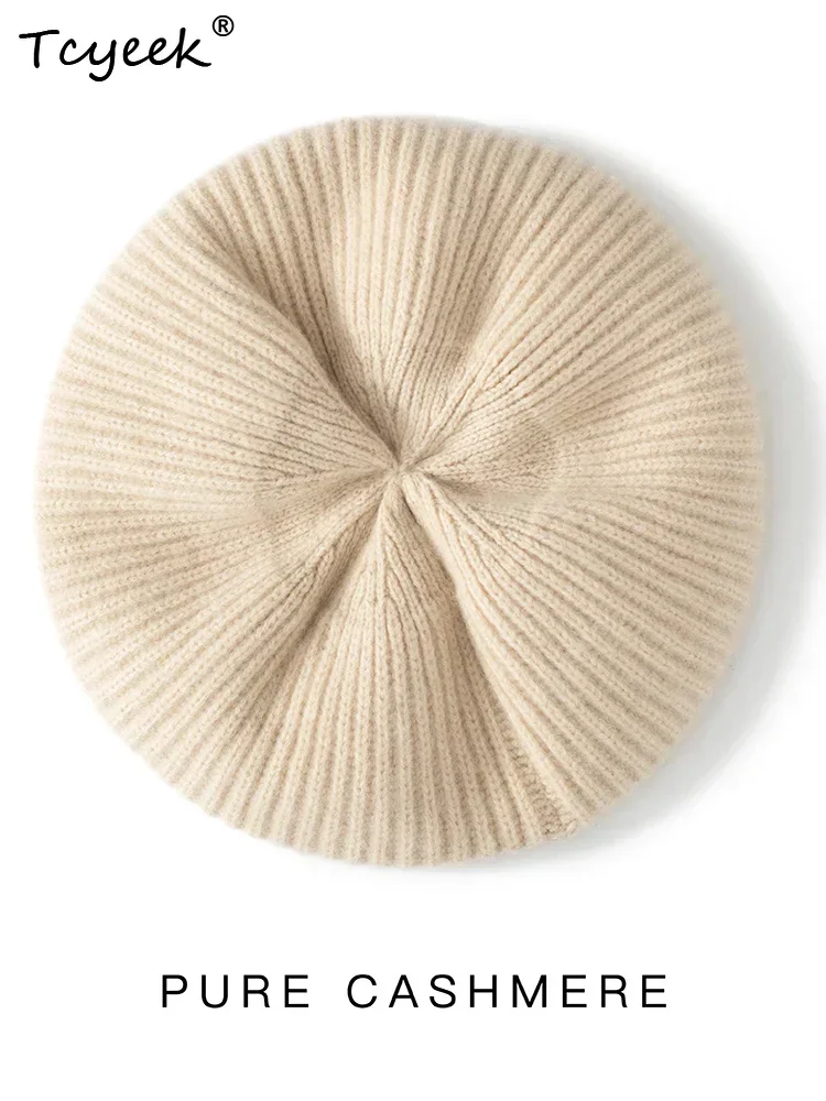 Luxury Autumn Winter Hat Women Berets Female Cap 100% Cashmere Hats Beret Elegant Warm Hat Feminine Knit  Hat Versatile Headwear