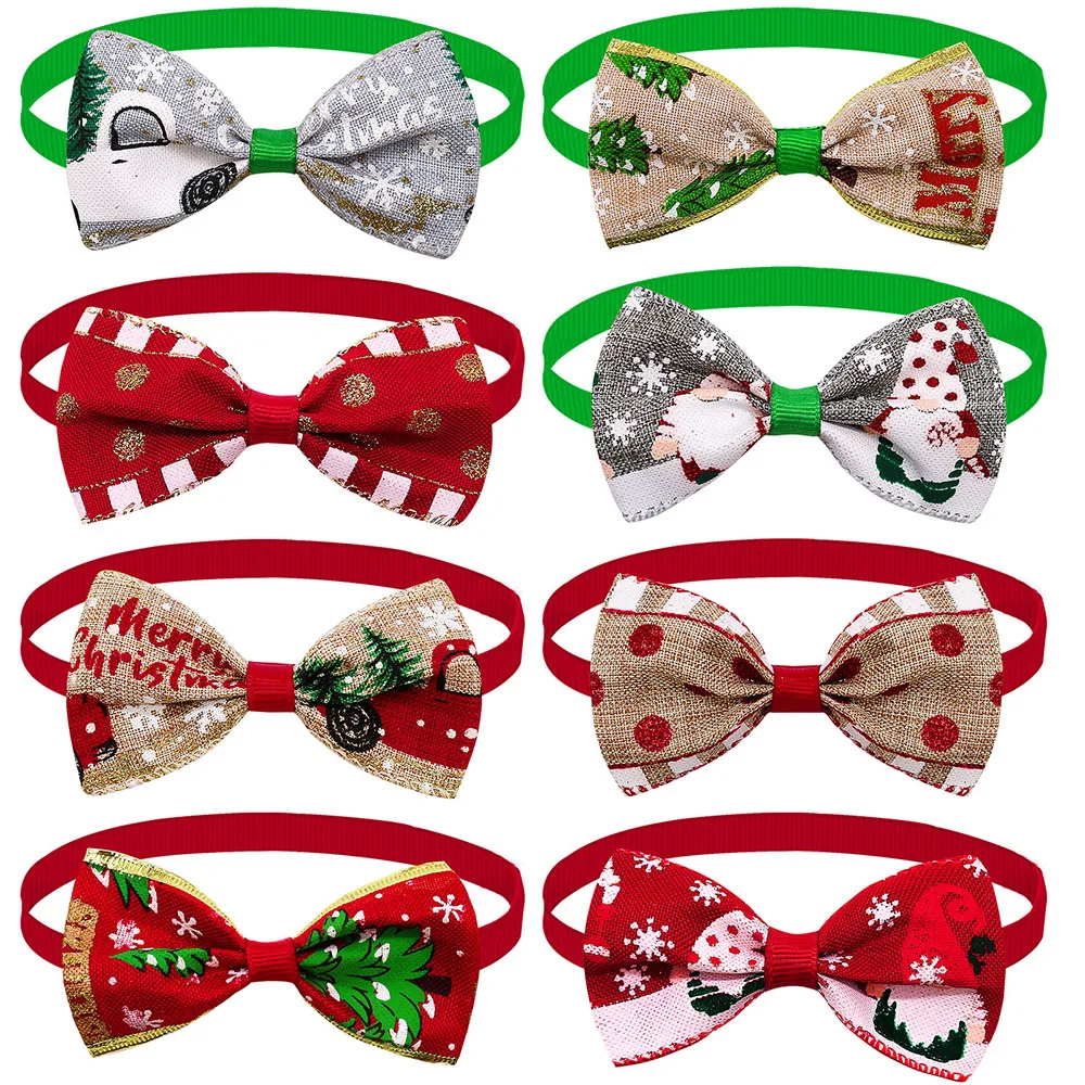 50/100PS Handmade Dog Bowties For Christmas Dog Grooming Bows Samll Dog Cat Bow Ties Neckties Dog Accessories Christmas Supplies