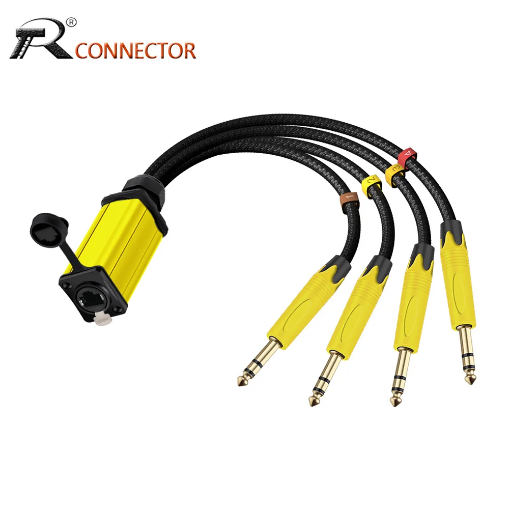 

Сетевой конвертер RJ45 CAT5/6 с экранированным кабелем на 4-канальный TRS-разъем 6,35/6,5 мм, мультифункциональный сетевой приемник-кабель для усилителя, микшера, акустических систем