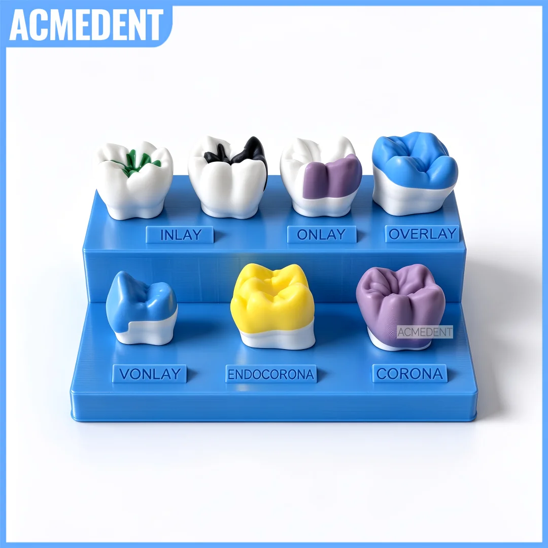 1Pc Dental 3D Print Inlay Molar Tooth Teaching Model Detachable Onlay Resin Teeth Crown Restoration Model Dentist Education Tool
