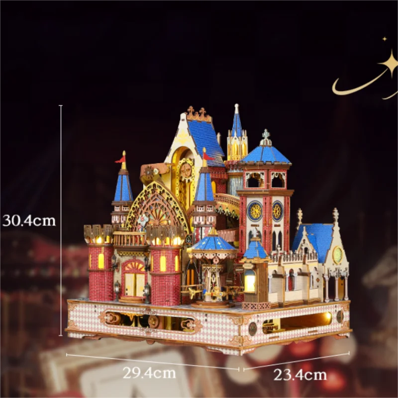 مجموعة نماذج ثلاثية الأبعاد على شكل قلعة أوروبية من OUZEY، مبنى مصغر ساحر، هدية عيد الميلاد أنيقة لديكور المنزل بنفسك #6