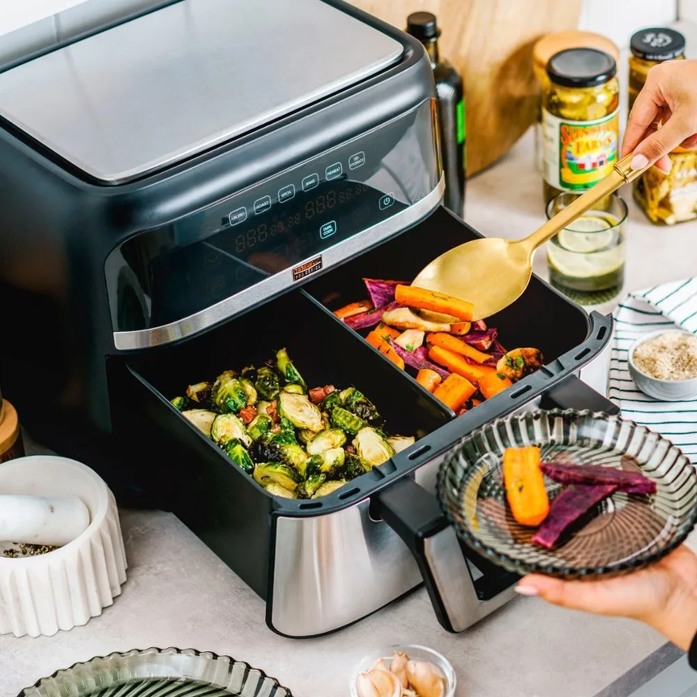 Air Fryers, 9-qt. Digital Air Fryer with Dual Flex Basket - Stainless Steel