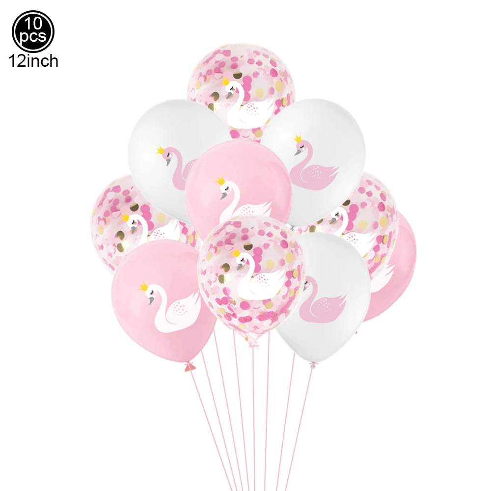 12 Zoll Schwan Prinzessin Thema Ballon rosa weiß Latex Ballon Krone Schwan Hochzeit Mädchen Geburtstag Baby Shower Party Dekor Szene Layout – Detail 1