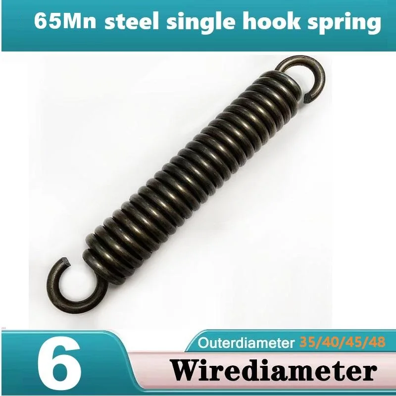 زنبرك توتر بخطاف مفتوح 65Mn، سلك Dia6mm، ضياء خارجي 35/40/45/48 مم، الطول 120-500 مم