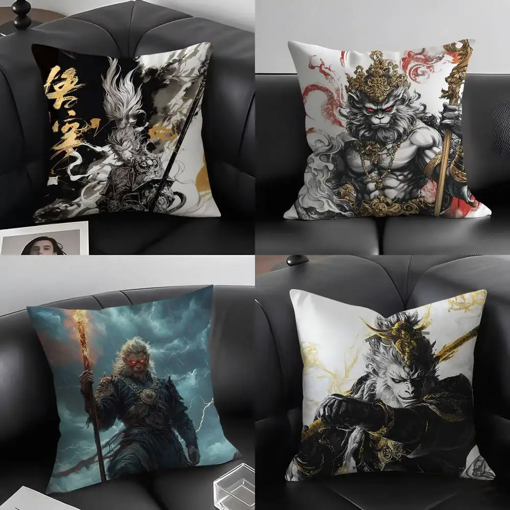 

Black Myth Wukong Pillow Case Home Dorm Chair Back Short Plush Double-sided Printing Office Nap Time Cushion Cover