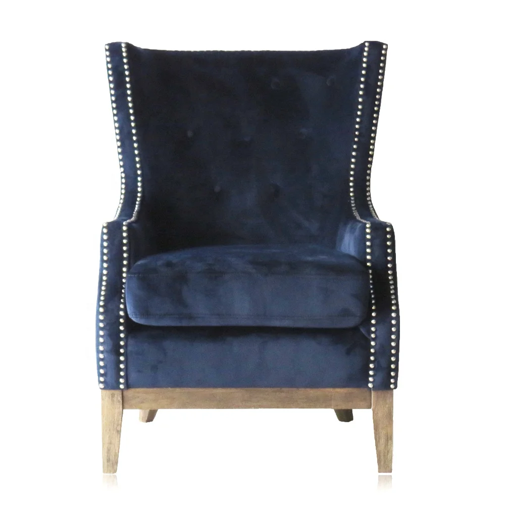 Modern High Wingback Upholstery Fabric rivet high back Chair For Living Room