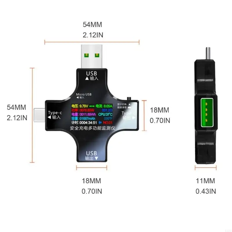 E28F USB Tester 2 in 1 Type-C USB Tester igital Multimeter Current Power