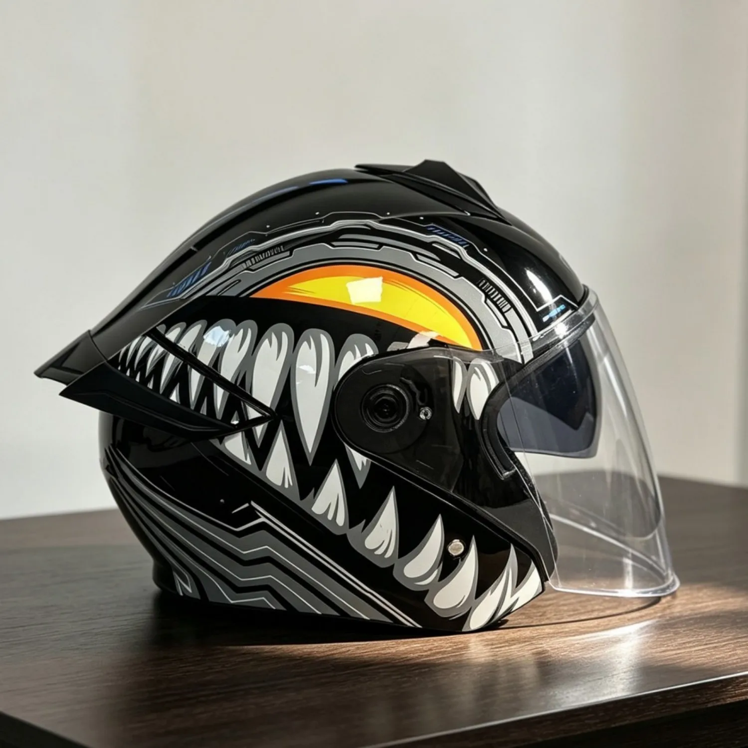 Dual-lens three-quarter motorcycle half helmet, unisex, all-season scooter and electric vehicle full-face safety helmet