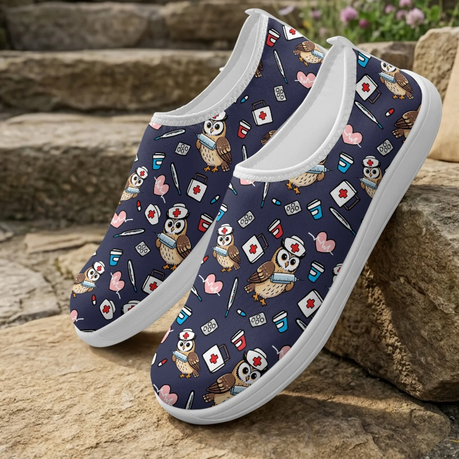 XIXIRIMIDO Slip-on Wide-toed Shoe Nurse Shoes Men's Sneakers and Casual Shoes Zapatillas de Mujer Tenis Feminino Doctor Owl