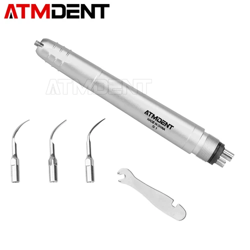 Imagen 2 del producto Escalador de aire ultrasónico Dental con 3 puntas, pieza de mano de escala, escalador neumático de frecuencia, 2/4 agujeros