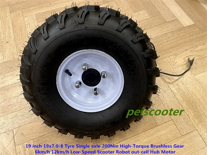 19 inch 19x7.0-8 Tire Single axle 200Nm High-Torque Brushless Gear 6-12km/h Low-Speed Scooter Robot out-cell Hub Motor phub-19xx