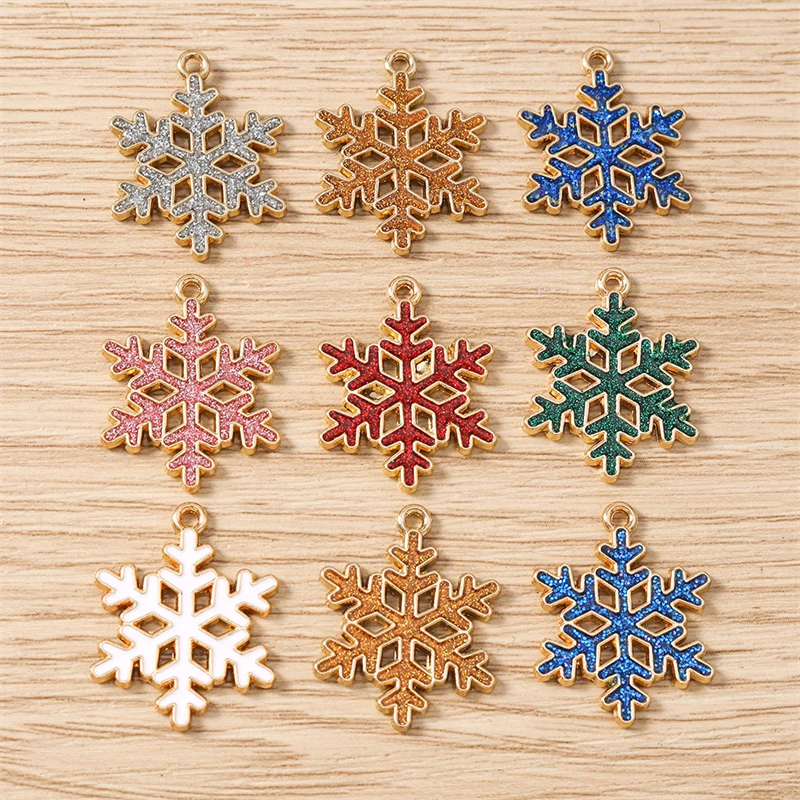 10 Stück gemischte, niedliche Emaille-Anhänger in Form von Weihnachtsbäumen, Schneeflocken und Weihnachtsmann für die Schmuckherstellung, Halsketten, Ohrringe, DIY-Bastelarbeiten und als Geschenk. – Detail 9