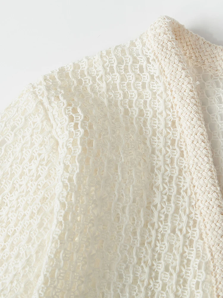 Ice Silk Summer Lightweight Knitted V-Ne Hollow out ort Sve Open Cardigan Women's awl Strap Dr Outerwear