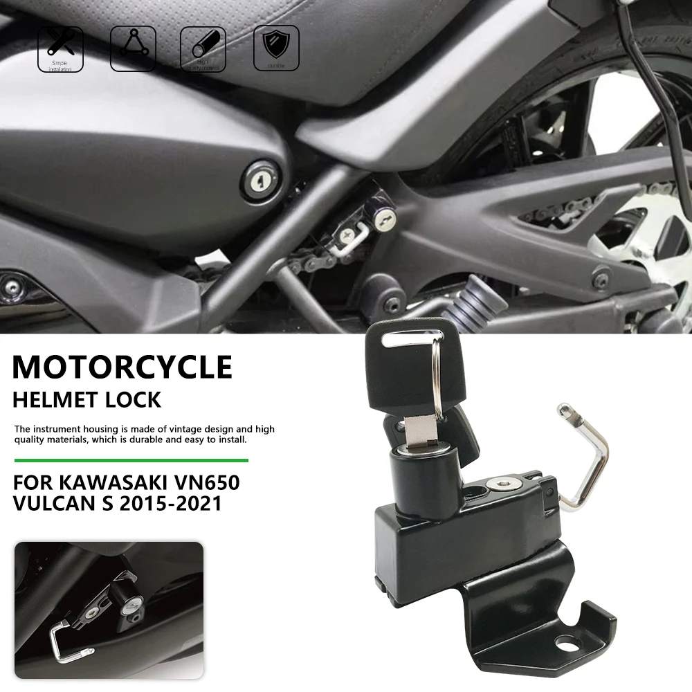 

For Kawasaki VN650 Vulcan S650 2015-2021 Helmet Lock Motorcycle Accessories Helmet Lock Aluminum Security Anti-theft with 2 Keys