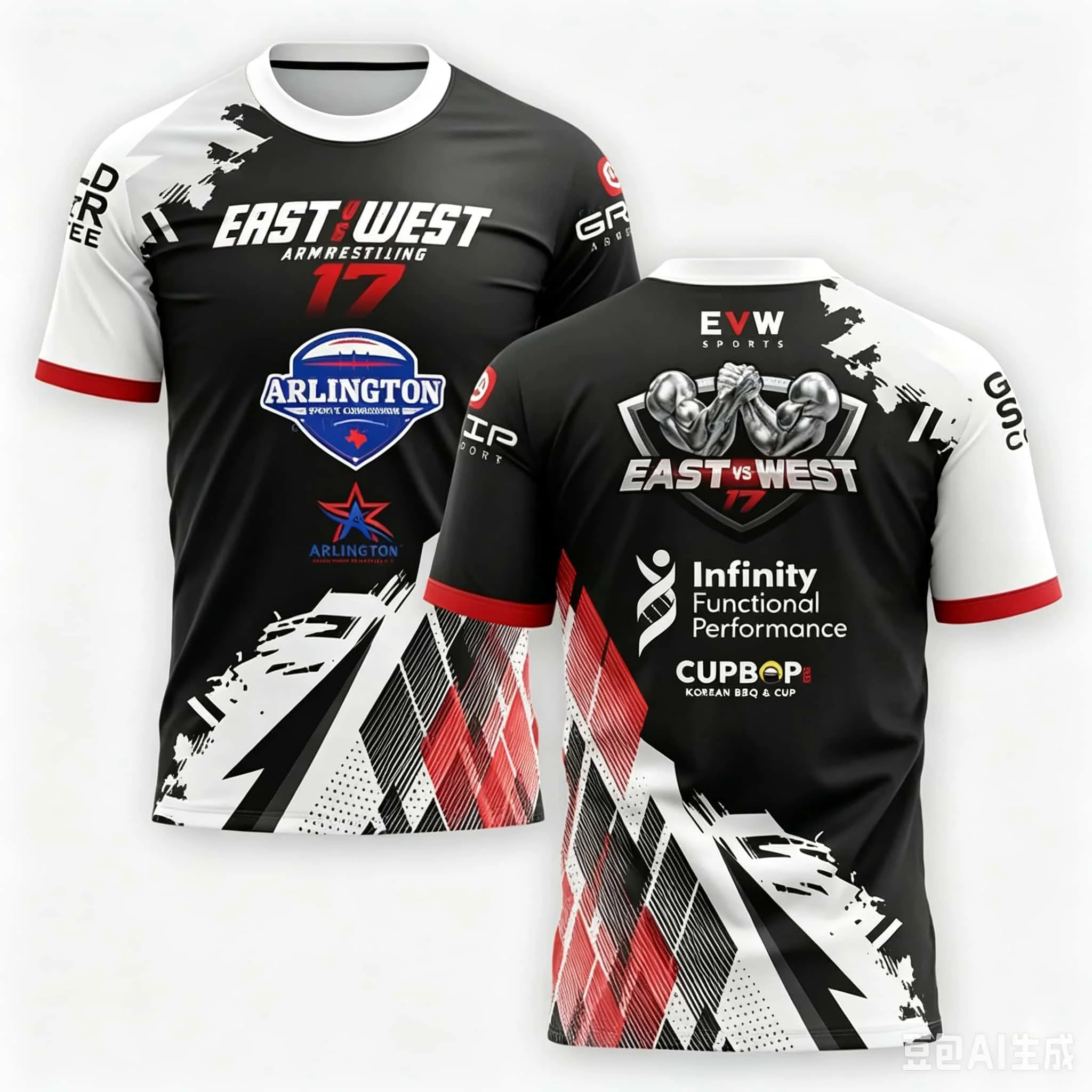 2026 East-West-Serie (Modelle 17-25) Armwrestling-T-Shirts – Atmungsaktive, schnelltrocknende Sport-T-Shirts für Herren & Damen, passend für die ganze Familie – Detail 4