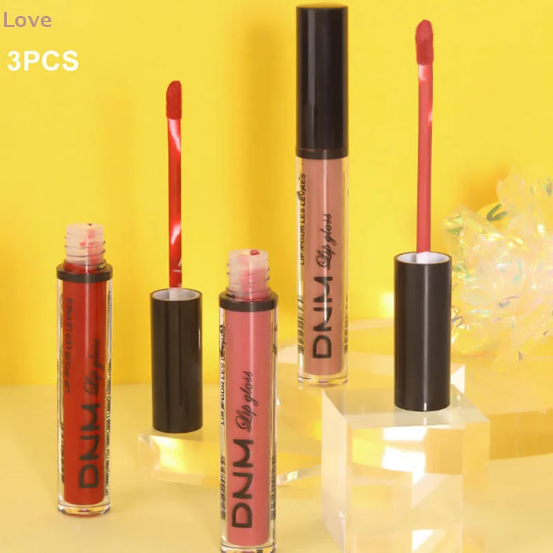 [LP] 3 Pz/set Rossetto Liquido Impermeabile di Lunga Durata Cosmetico Nero Blu Viola Verde Opaco Lip Gloss Nude Lip Tint Macchia Trucco