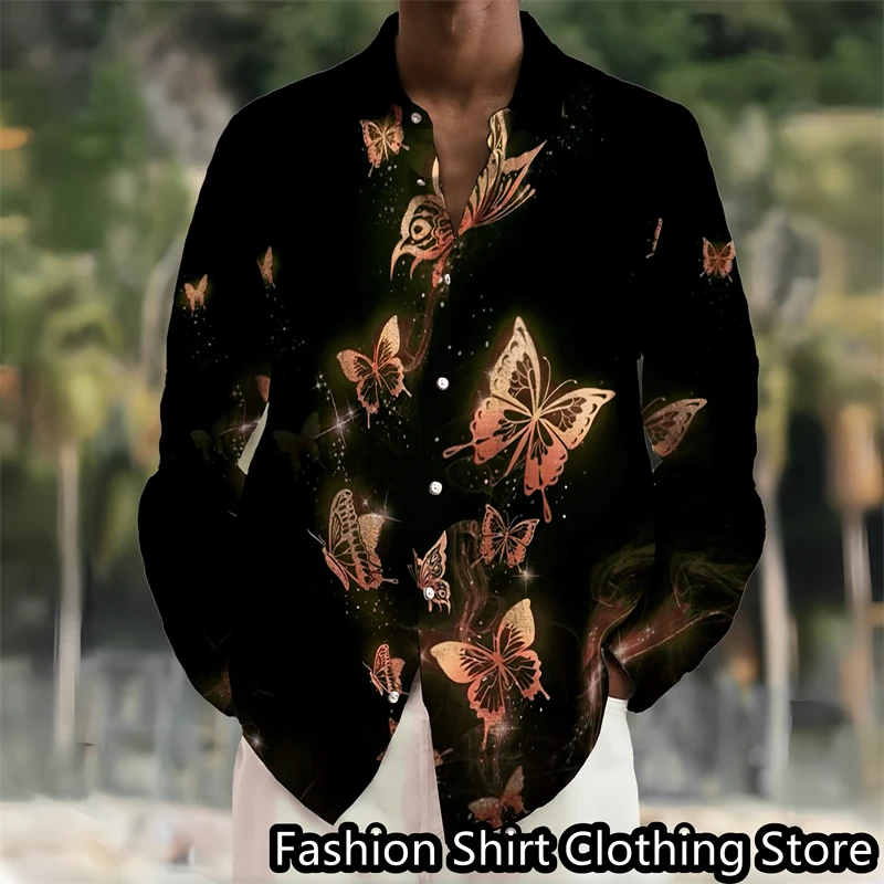 7 -color men\'s shirt pattern shirt 3D print high -definition pattern butterfly shirt outdoor shopping fashion leisure 6xl