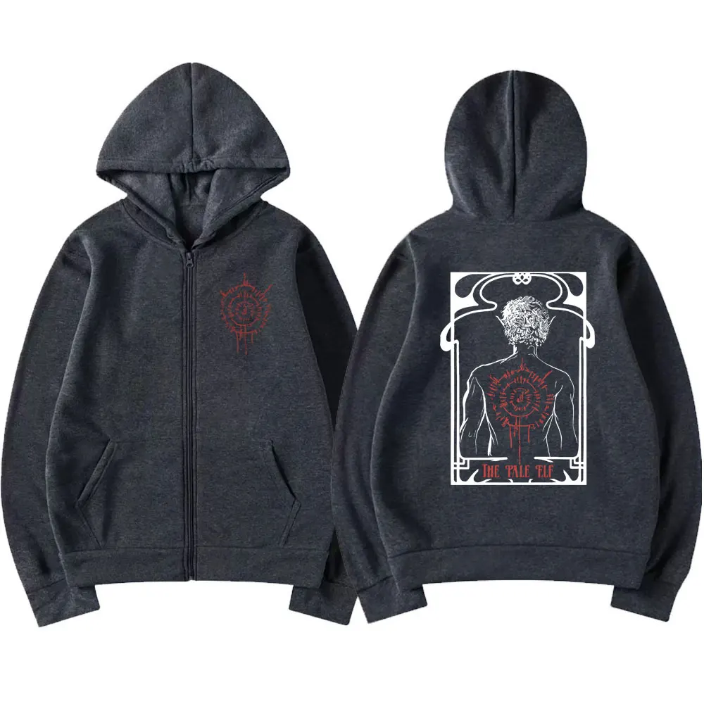 Astarion The Pale Elf Print Zipper Hoodie Baldur\'s Gate Merch Sweatshirt Men Women Harajuku Oversized Hoodies Streetwear Coats