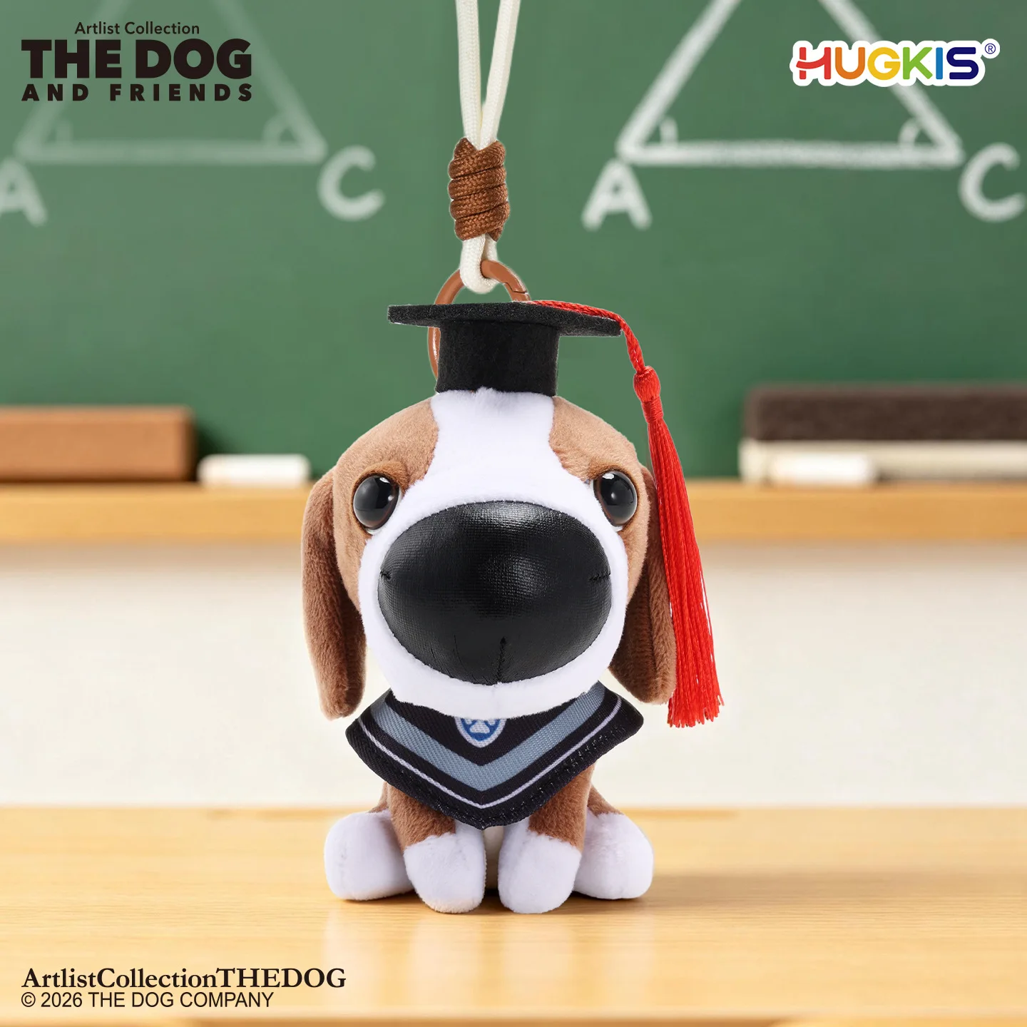 HUGKIS Official TheDog Sitting Pose 4-inch Plush Keychain – Graduation Cap Poodle, Pug, Beagle Stuffed Animal Toy Gift