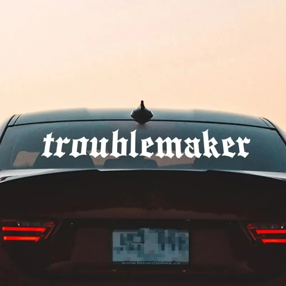 Troublemaker Letter Car Front Windshield Stickers Auto Rear Window Waterproof Vinyl Decals DIY Racing Body Creative Decoration