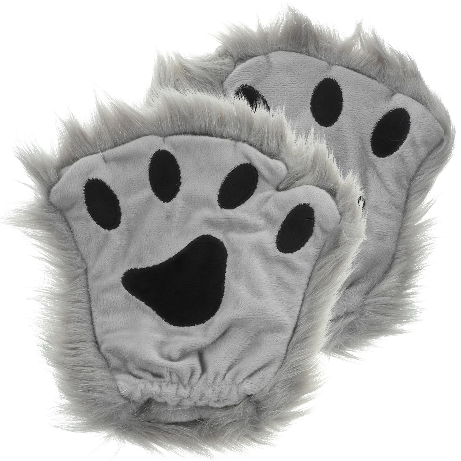 

Halloween Animal Paws Gloves Grey Half Finger Winter Warm Mittens Cosplay Party Warm Fingers Paws Gloves Faux Mitten