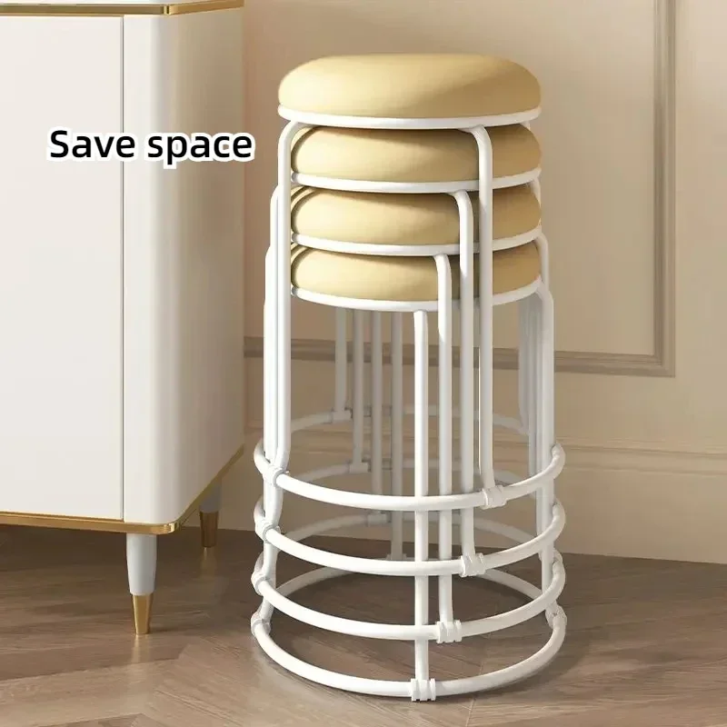 Folding Space Saving Dining Chair Luxury Makeup Decorative Round Dining Stools Simple Interior Tabouret Pliant Home Furniture