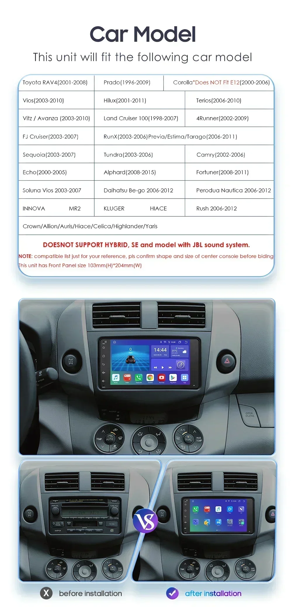 Hizpo 7 Inch AI Voice Universal Android Car Stereo GPS Radio For Toyota 4Runner Camry Corolla Tuntra RAV4 Multimedia Navigation