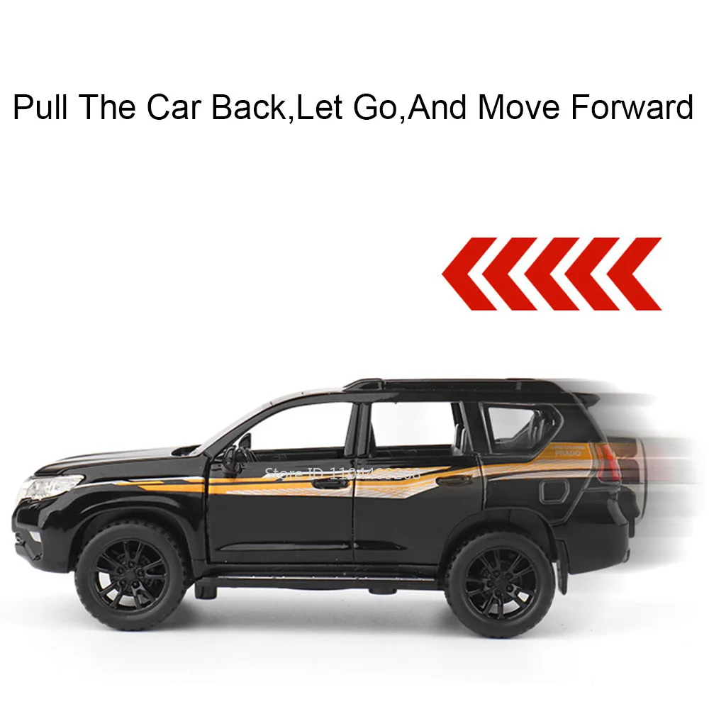 1:32 Scale Land Cruiser Pradoของเล่นตํารวจรถโลหะDiecastจําลองยานพาหนะดึงกลับของเล่นคอลเลกชันของขวัญวันเกิด