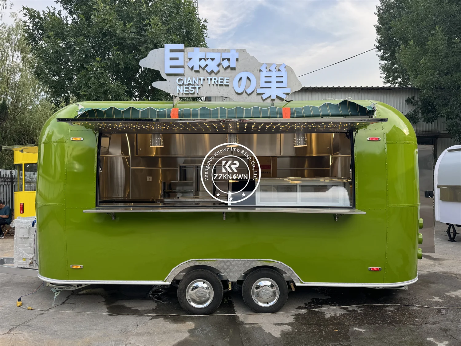ステンレス鋼のエアストリームフードトレーラー、完全装備、レストランモバイルバー、トラック、ピザ、アイスクリーム、米国用ファーストフードカート、16.4フィート