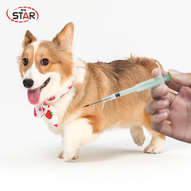 (80pcs) 1.4*8mm Disposable 134.2KHz Iso Fdx-b animal microchip pet microchip Injector Rfid Veterinary Transponder dog Syringe