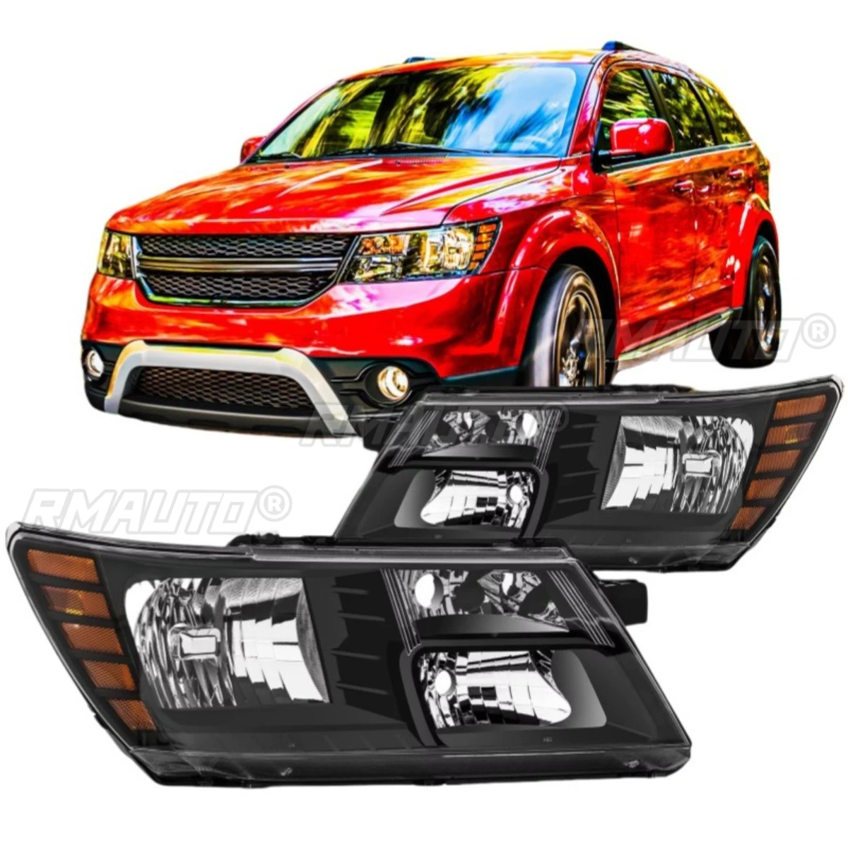 Feux de jour LED gauche et droit, ensemble de phares avant LED, feux de coin larges pour Dodge Journey 2009-2018