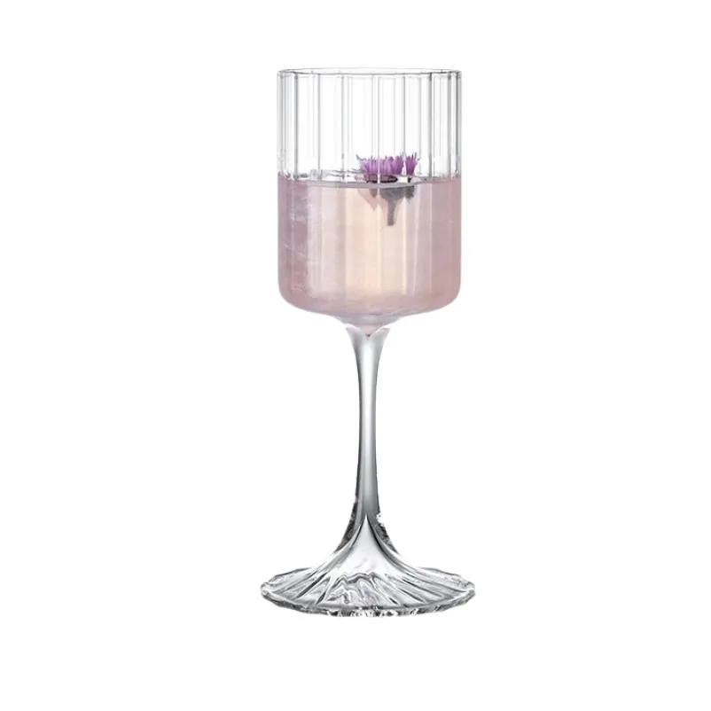 Creative Cocktail Glasses Cups Simple Striped Cocktail Glasses Cup Red Wine Glass Cup Glass Goblet Atmospheric Champagne Glass