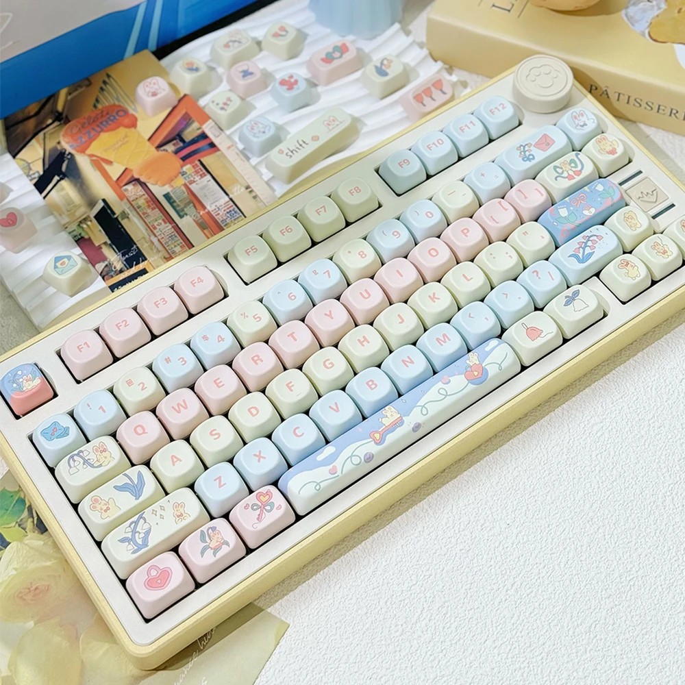95 Keys PBT MOA Profile Secret Garden Cartoon Key Caps for 61/64/68/84/75/87Keys Gaming Mechanical Keyboard GMK67 GMK87 Keycaps