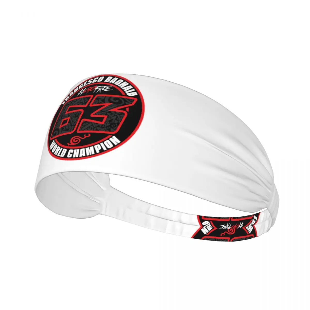 

Изготовленная на заказ повязка для поту Pecco Bagnaia 63, для мужчин и женщин, впитывающая влагу, спортивная повязка для тренажерного зала, йоги, бега