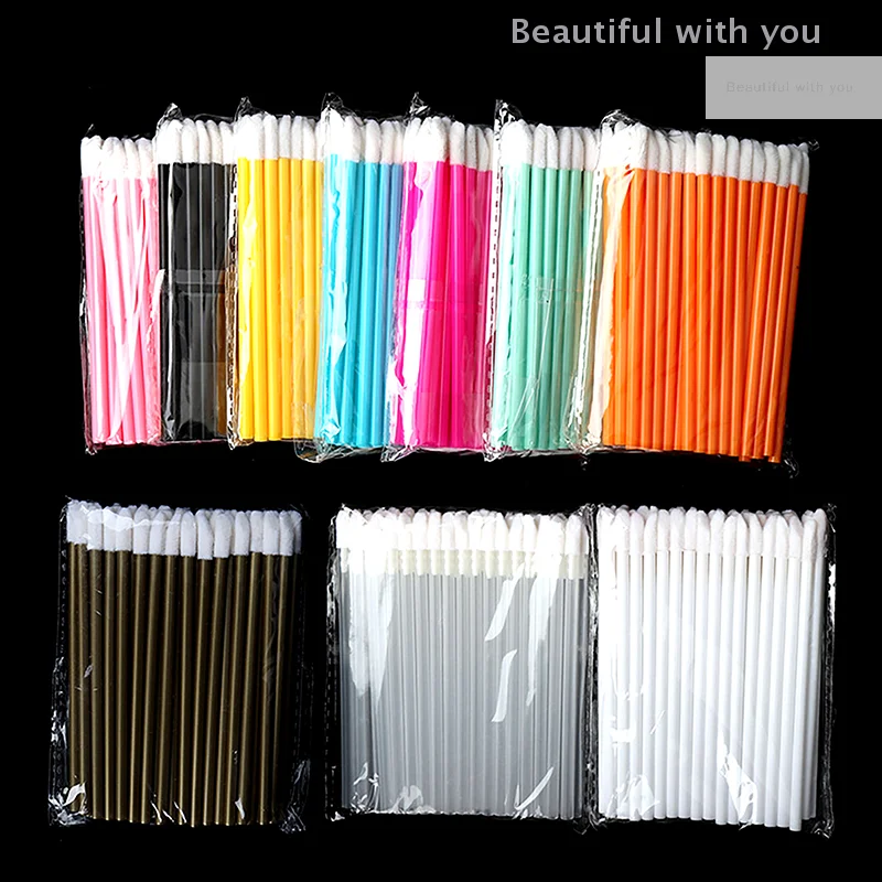 Kit de pinceaux de maquillage jetables, 50 pièces, baguette de Mascara en cristal, bobines, rouge à lèvres, applicateur de brillant à lèvres pour Extension de cils et sourcils