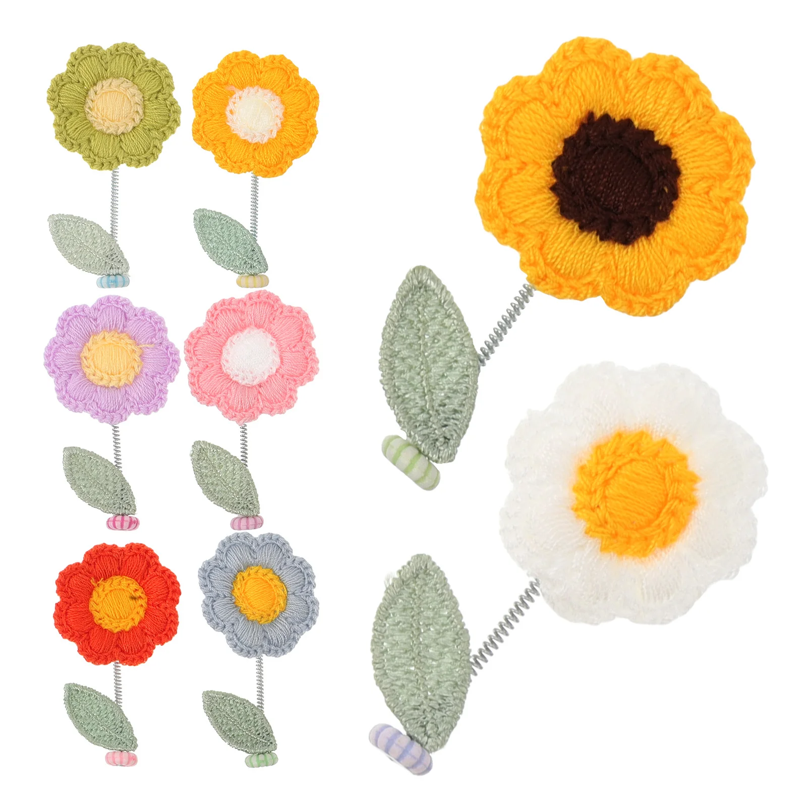 

1 set Cute Flower Car Dashboard Decor Knit Sunflower Ornament For Car Interior Mini Plant Accessory Crochet Craft Decoration