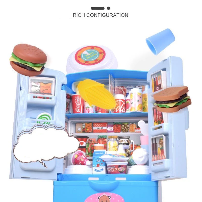 Simulatie DIY Koelkast Mini Dubbele Deur Koelkast Accessoires Fantasiespel Educatief Speelgoed Set Voedsel Voor Kindercadeaus