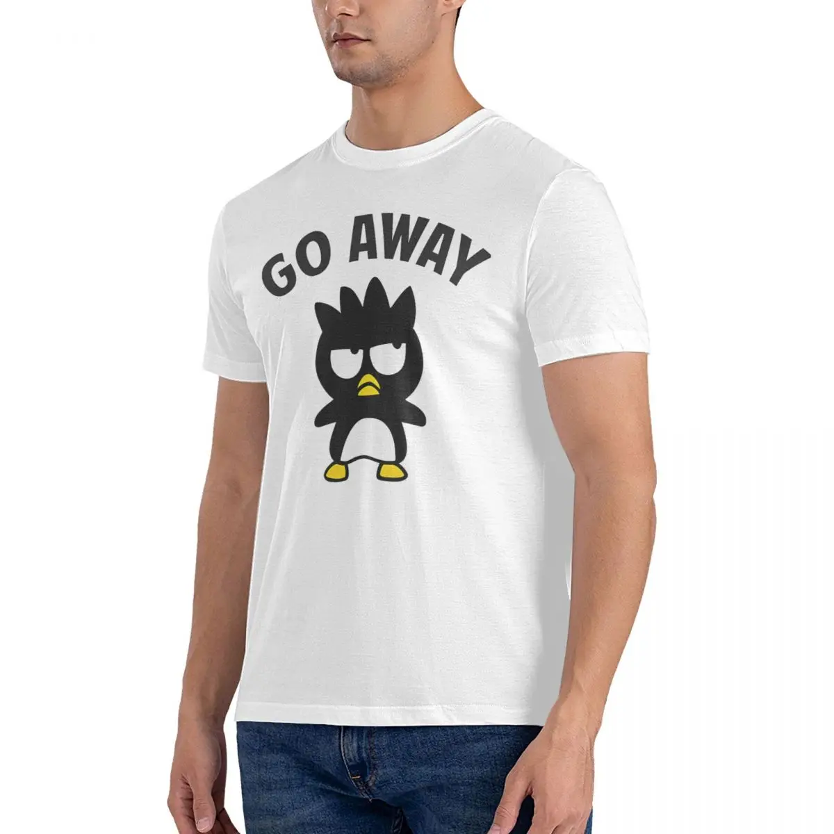 Men's Sanrio Cartoon Character T Shirt Badtz-Maru Pure Cotton Tops Funny Short Sleeve O Neck Tees Summer T-Shirts