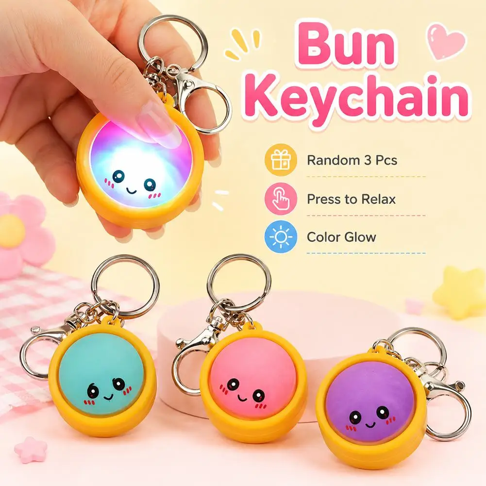 Stress Relief Toy Simulated Soup Dumpling Fidget Toy Button Squeeze Toy Keychain Pendant Soft Sensory Toy for Adults Kids
