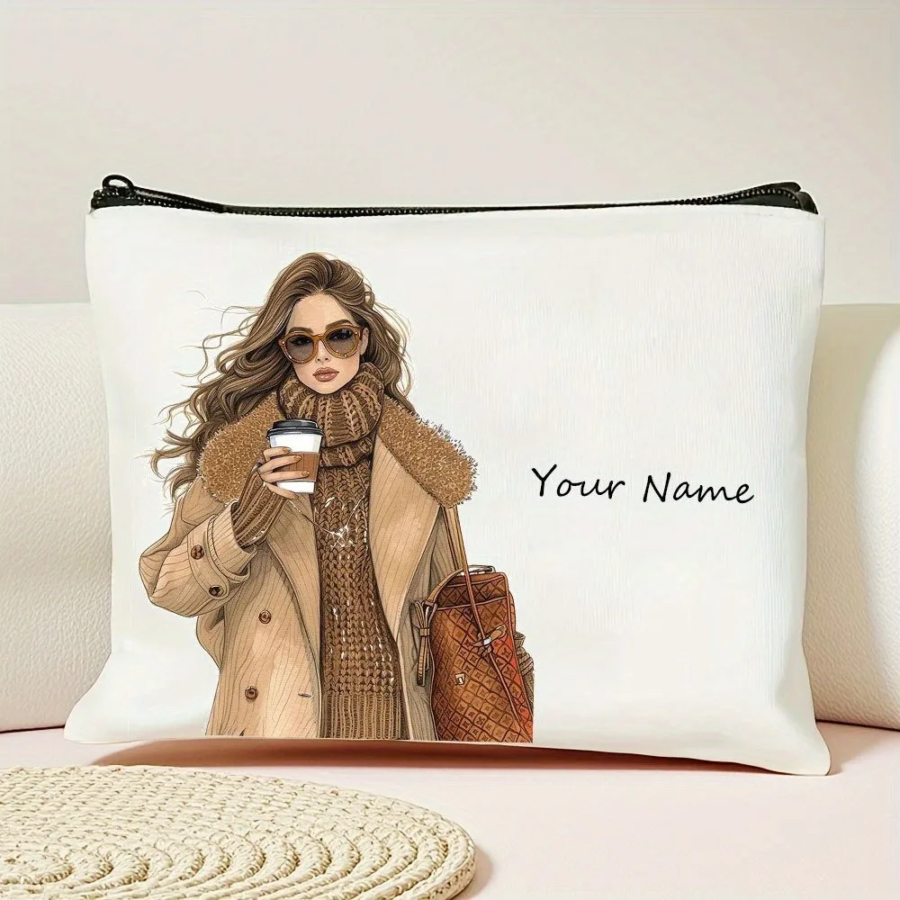 Benutzerdefinierte Name Cartoon Mode Mädchen Muster Make-up Tasche Handtasche große Kapazität Kulturbeutel Federmäppchen schickes Geschenk Kosmetiktasche – Detail 15