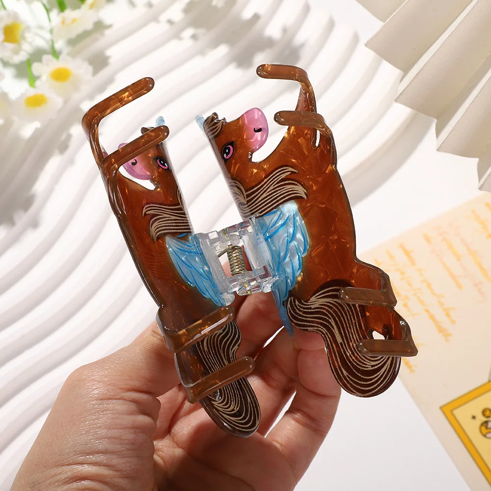 1 STÜCK Acryl Klaue Clip Tier Cartoon Dopamin Haarschmuck - Einhorn Pony Hai Einzigartige Styling Haarklammern