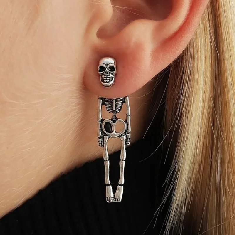 Vintage Halloween Skull Skeleton Drop Earrings for Women 2023 Fashion Punk Charm Ghost Spider Web Dangle Earring Jewelry Gift