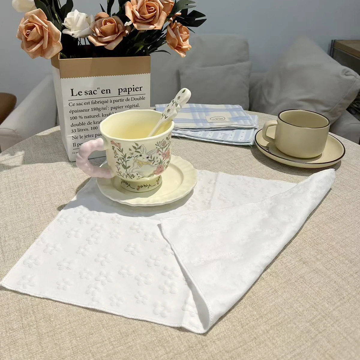 مفرش طاولة أبيض عازل للحرارة للمطبخ، مفارش طاولة طعام مستطيلة للمطبخ المزرعة الداخلي