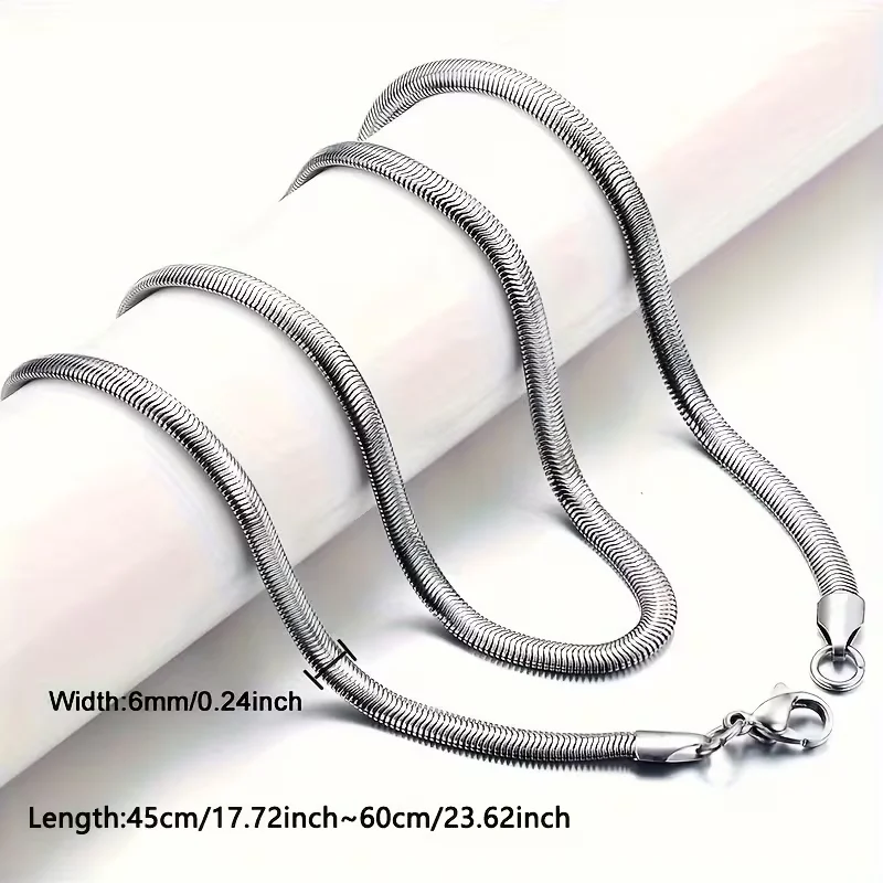 Men's Thick Snake Bone Necklace, Unisex Titanium Stainless Steel Chain, Fashion Jewelry Party Accessory 45/50/55/60cm